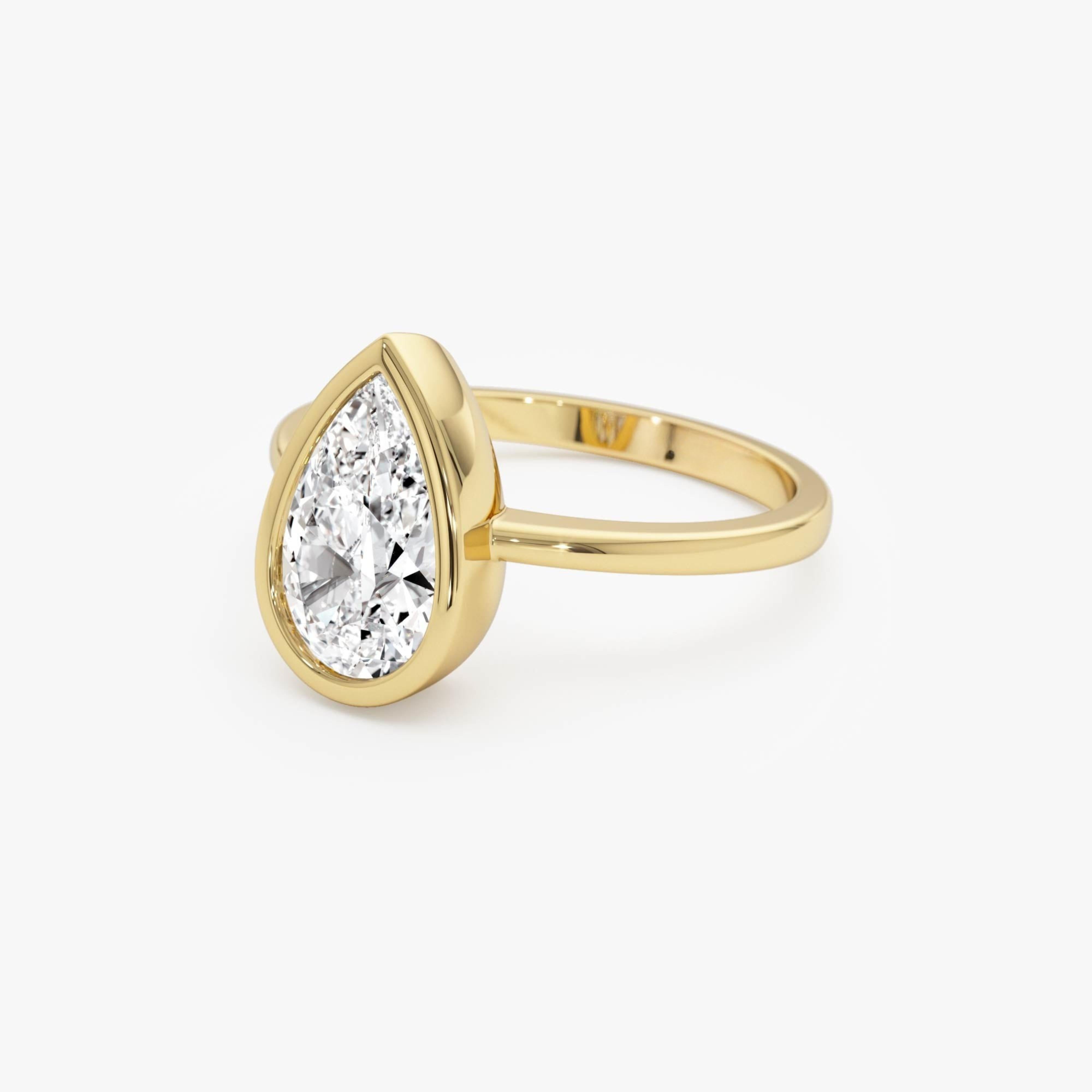 Pear Shape Bezel Setting Lab Grown Diamond Engagement Ring