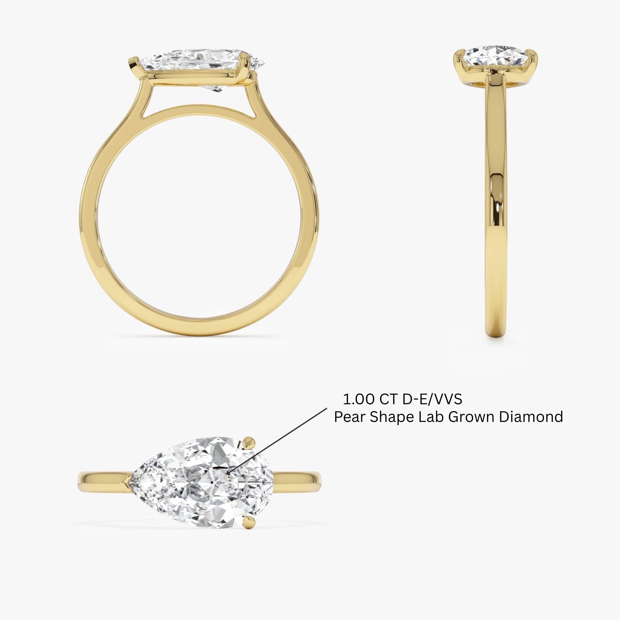 Pear Shape East West Setting Diamond Engagement Ring
