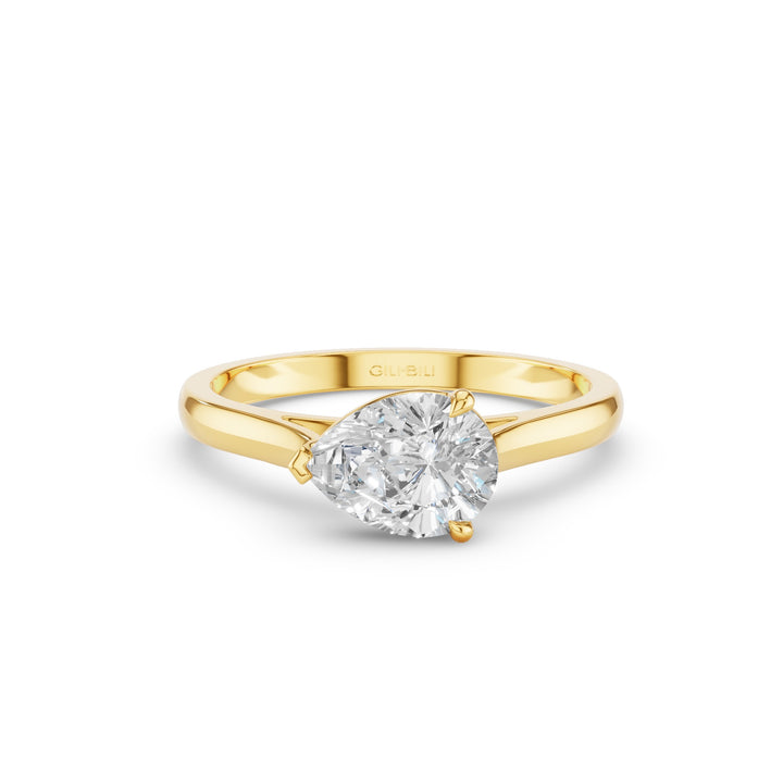 Pear Shape East West Setting Diamond Engagement Ring