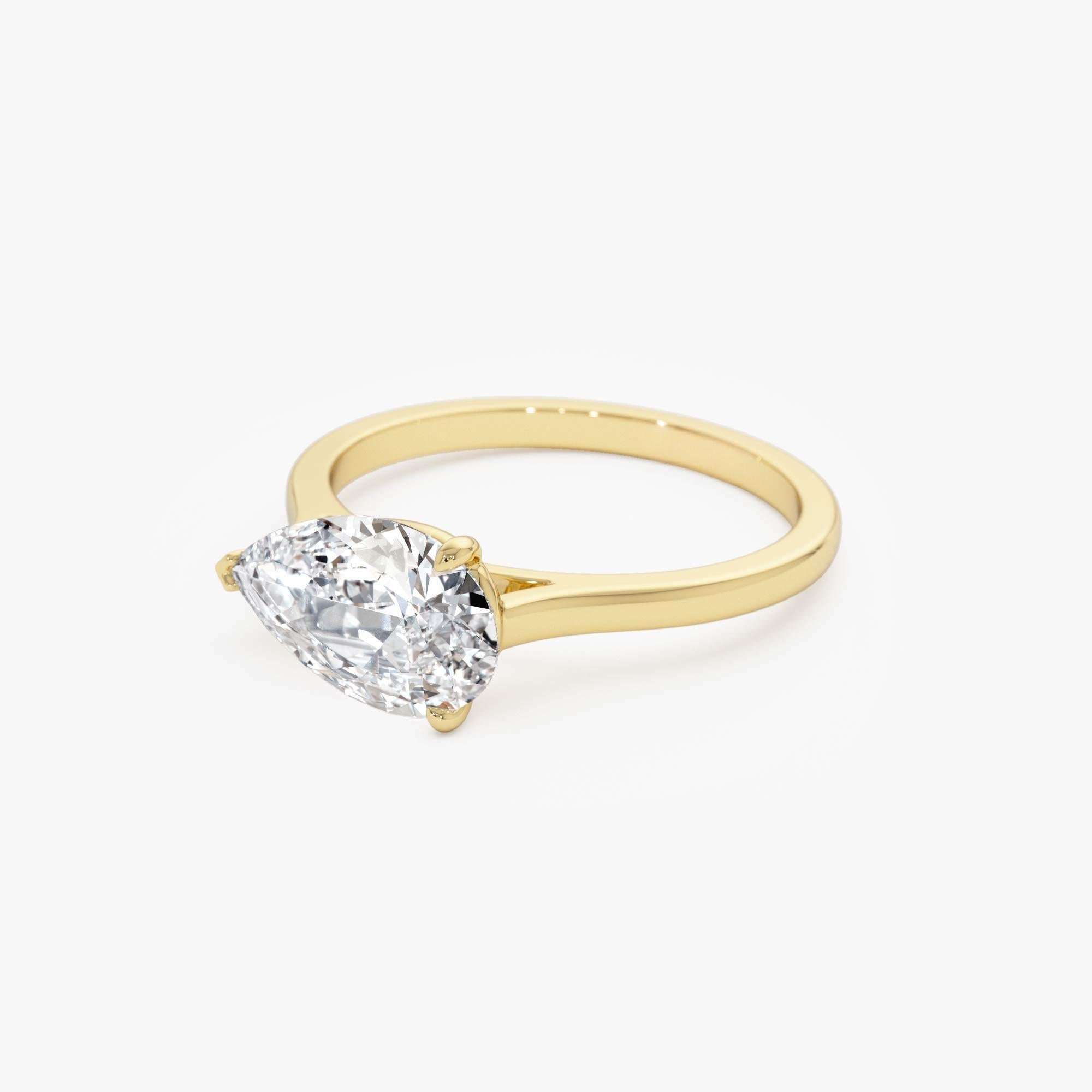 Pear Shape East West Setting Diamond Engagement Ring