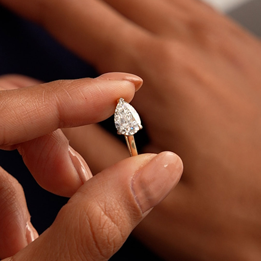 Pear Shape East West Setting Diamond Engagement Ring