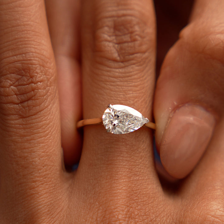 Pear Shape East West Setting Diamond Engagement Ring