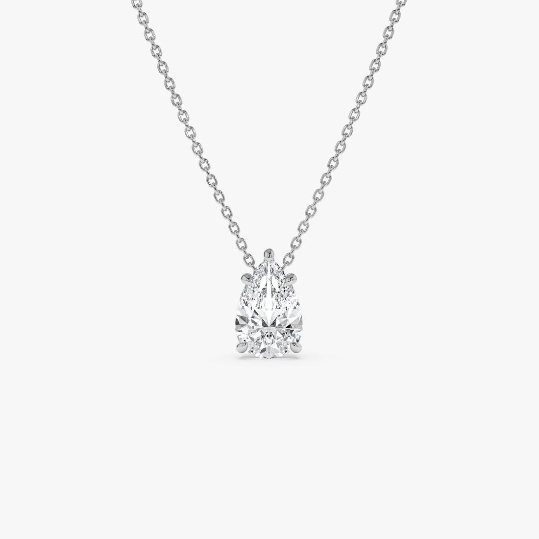 Pear Shape Five Prong Solitaire Diamond Necklace