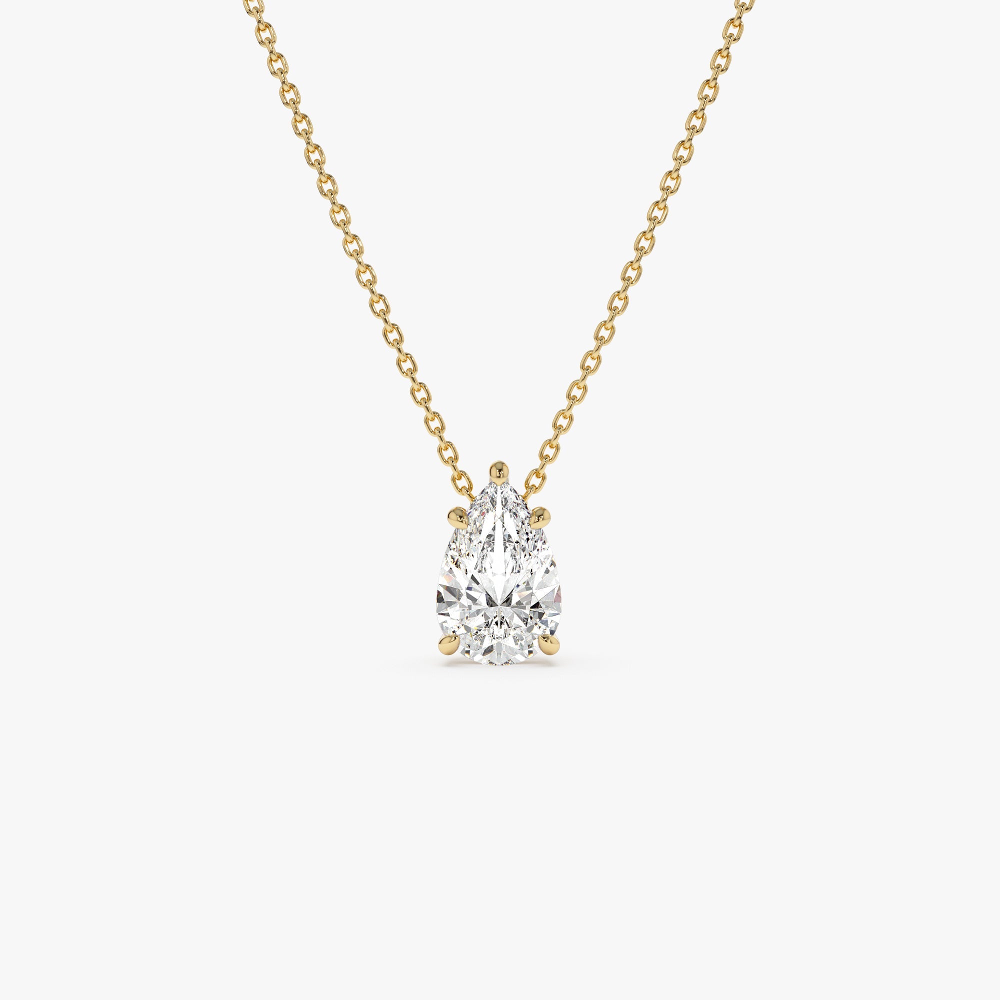 Pear Shape Five Prong Solitaire Diamond Necklace