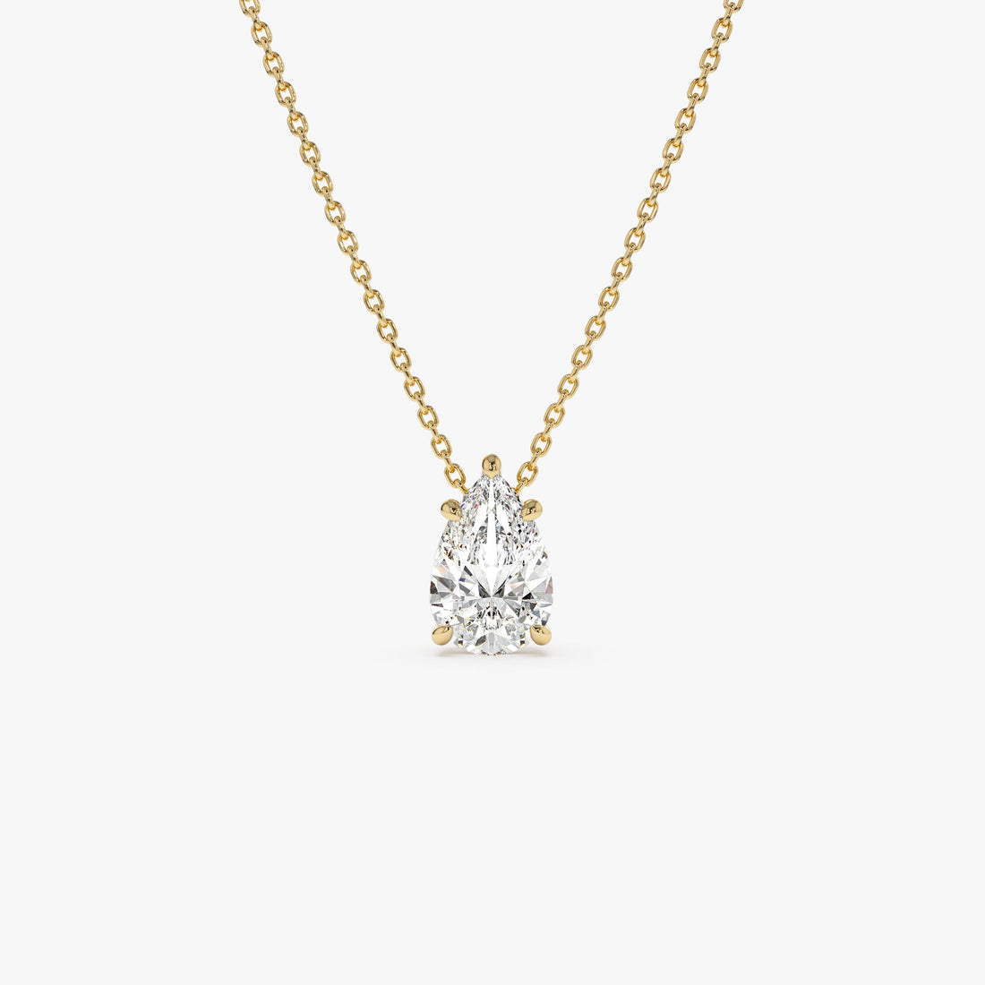 Pear Shape Five Prong Solitaire Diamond Necklace