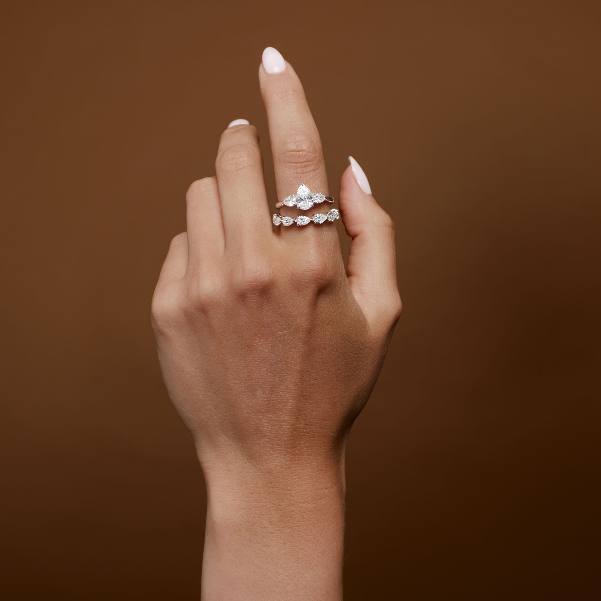 Pear Shape Horizontal Full Eternity Lab Grown Diamond Ring
