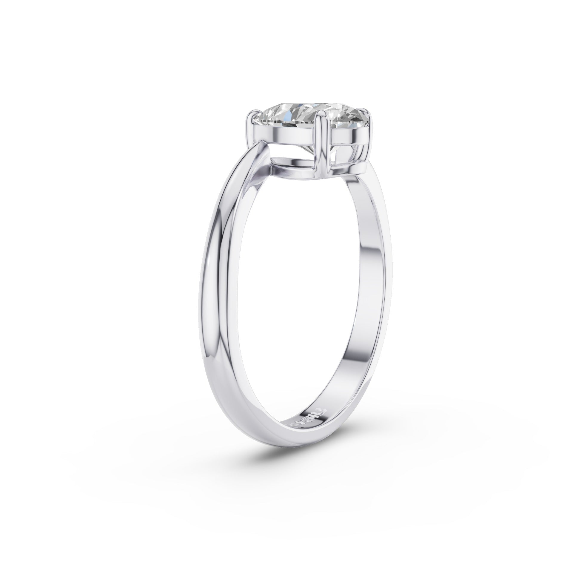 A classic solitaire engagement ring featuring a round brilliant-cut diamond set in a polished white gold or platinum band, shown on a clean white background.