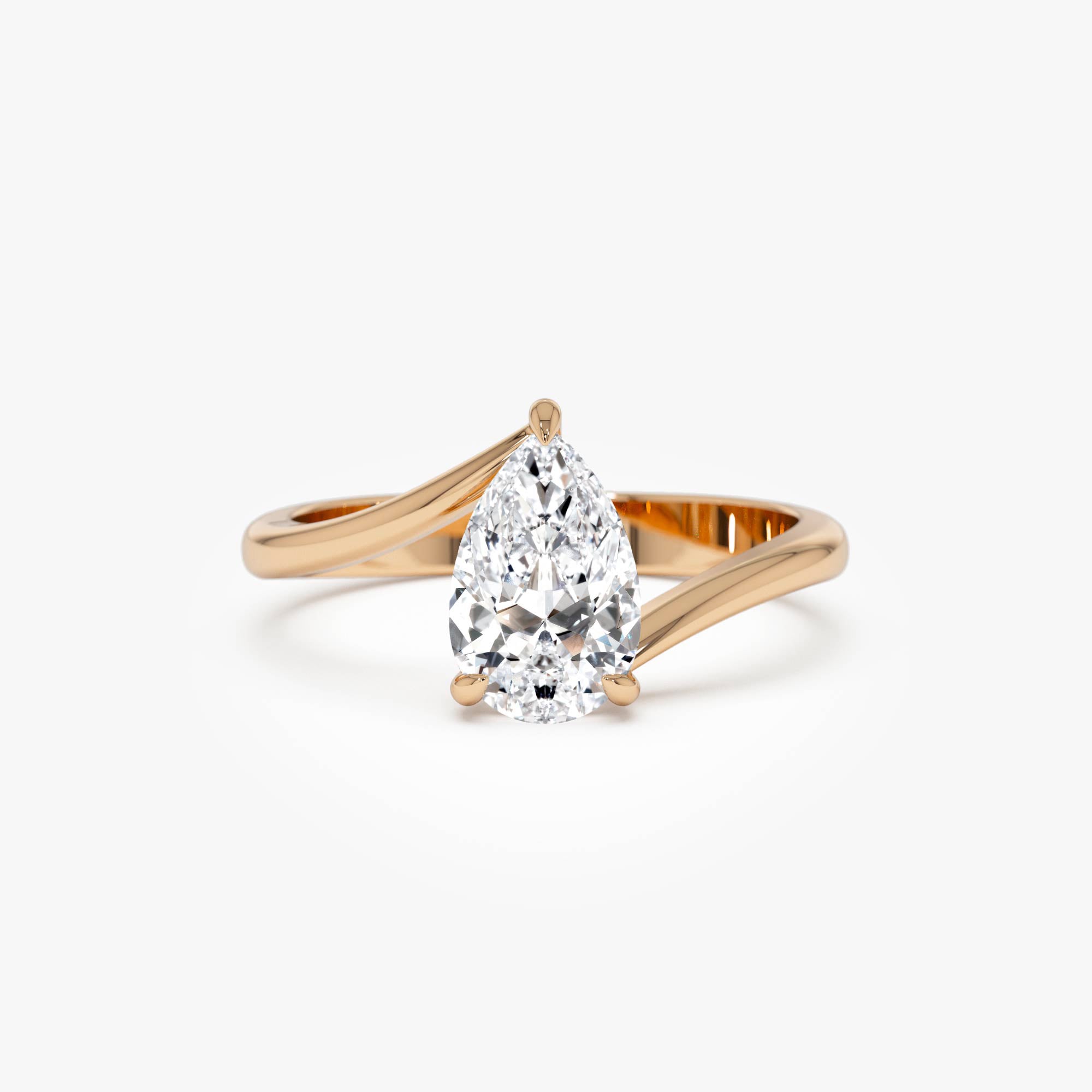 Pear Shape Lab Diamond Bypass Prong Setting Engagement Ring