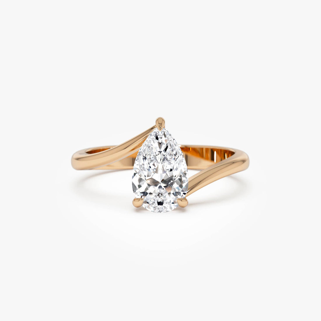 Pear Shape Lab Diamond Bypass Prong Setting Engagement Ring