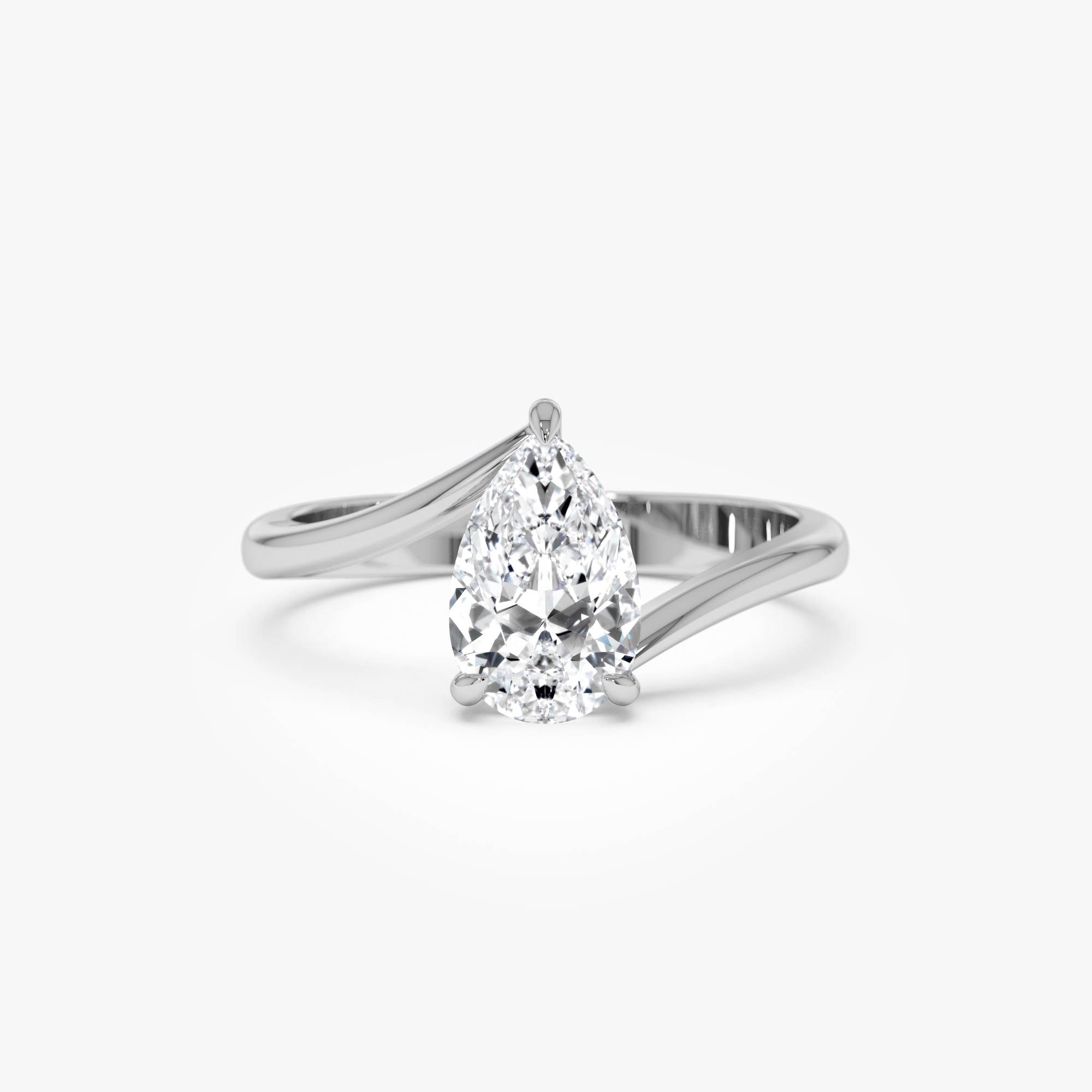 Pear Shape Lab Diamond Bypass Prong Setting Engagement Ring