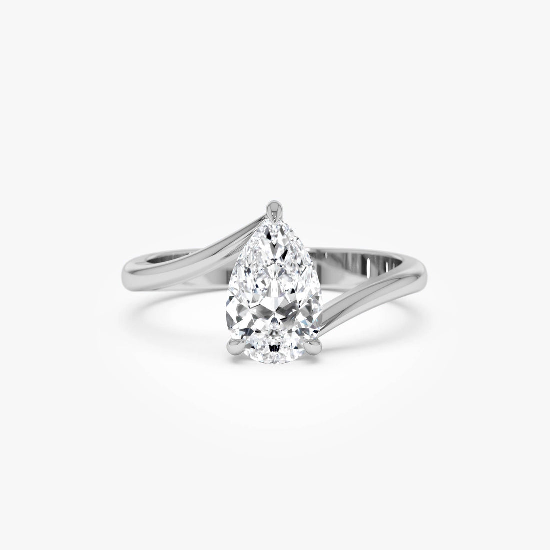 Pear Shape Lab Diamond Bypass Prong Setting Engagement Ring