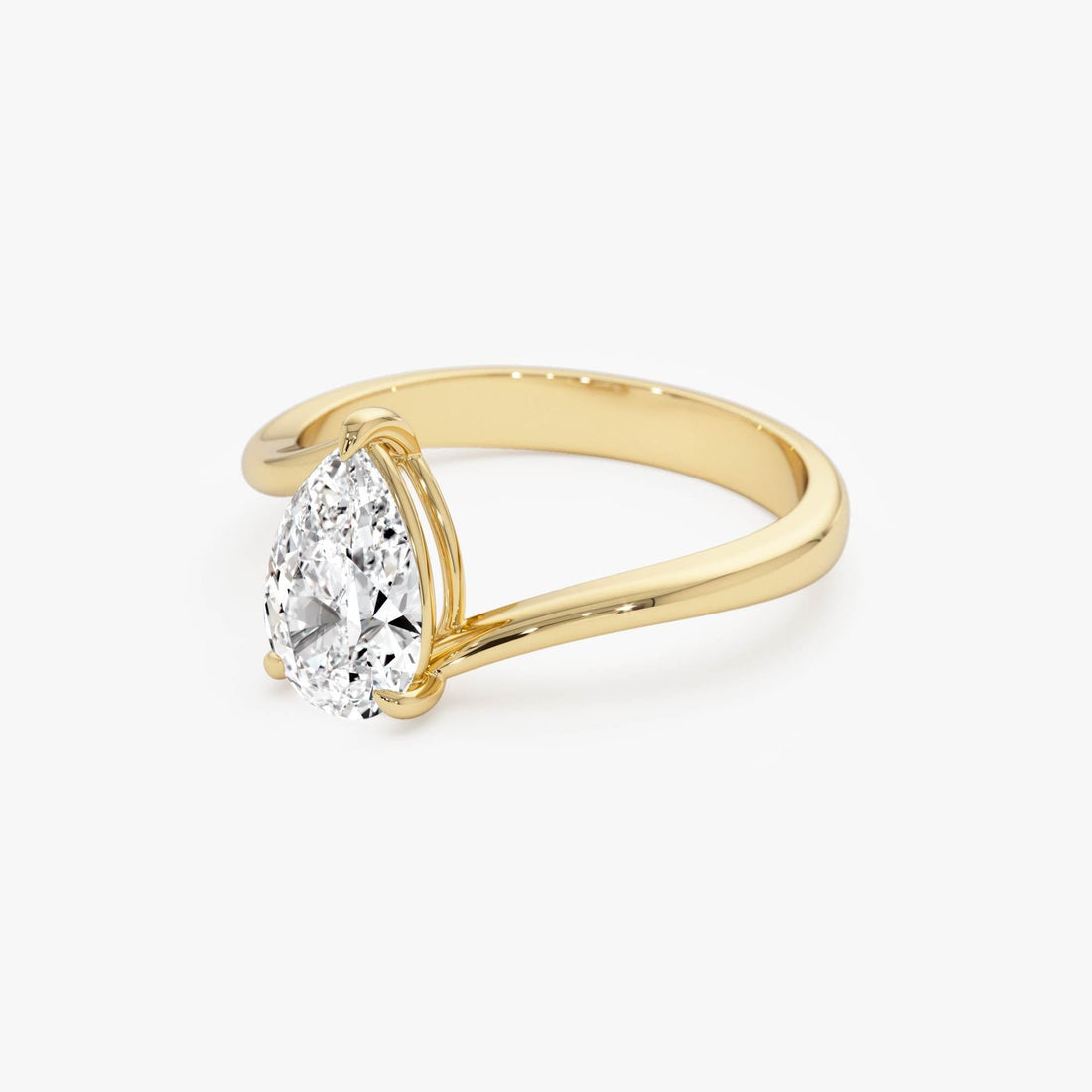 Pear Shape Lab Diamond Bypass Prong Setting Engagement Ring