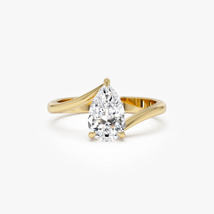Pear Shape Lab Diamond Bypass Prong Setting Engagement Ring