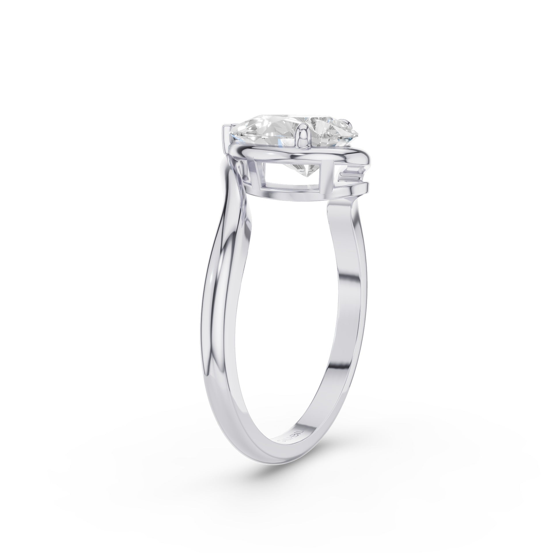 Pear Shape Lab Diamond Engagement Ring with Modern Bypass Design