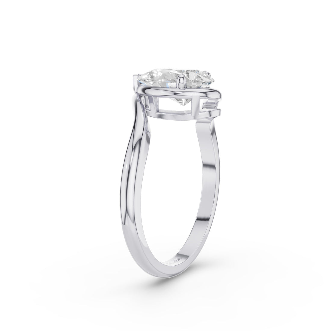 Pear Shape Lab Diamond Engagement Ring with Modern Bypass Design