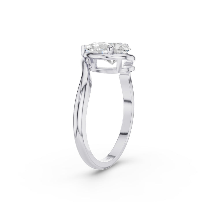 Pear Shape Lab Diamond Engagement Ring with Modern Bypass Design