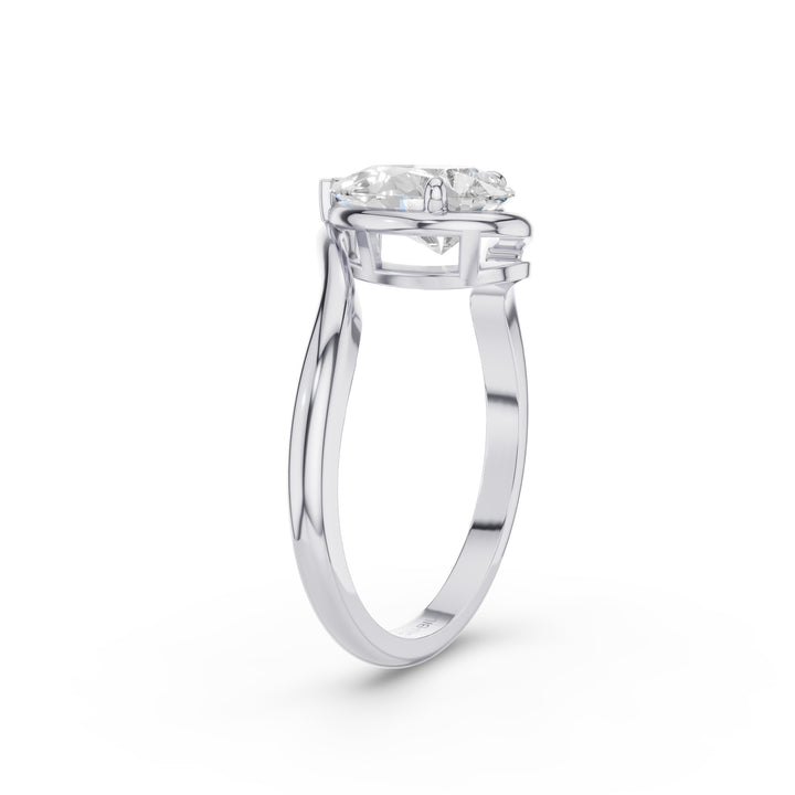 Pear Shape Lab Diamond Engagement Ring with Modern Bypass Design
