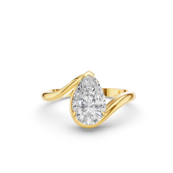 Pear Shape Lab Diamond Engagement Ring with Modern Bypass Design