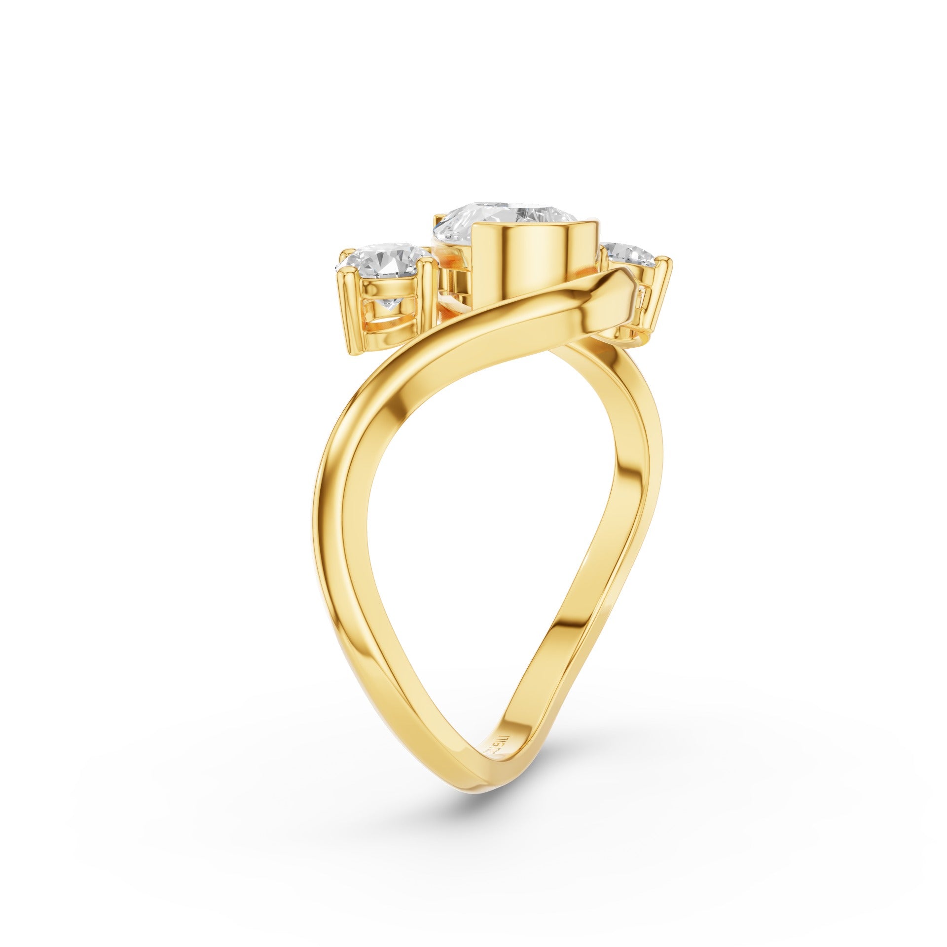 Pear Shape Lab Diamond Unique Bypass Engagement Ring