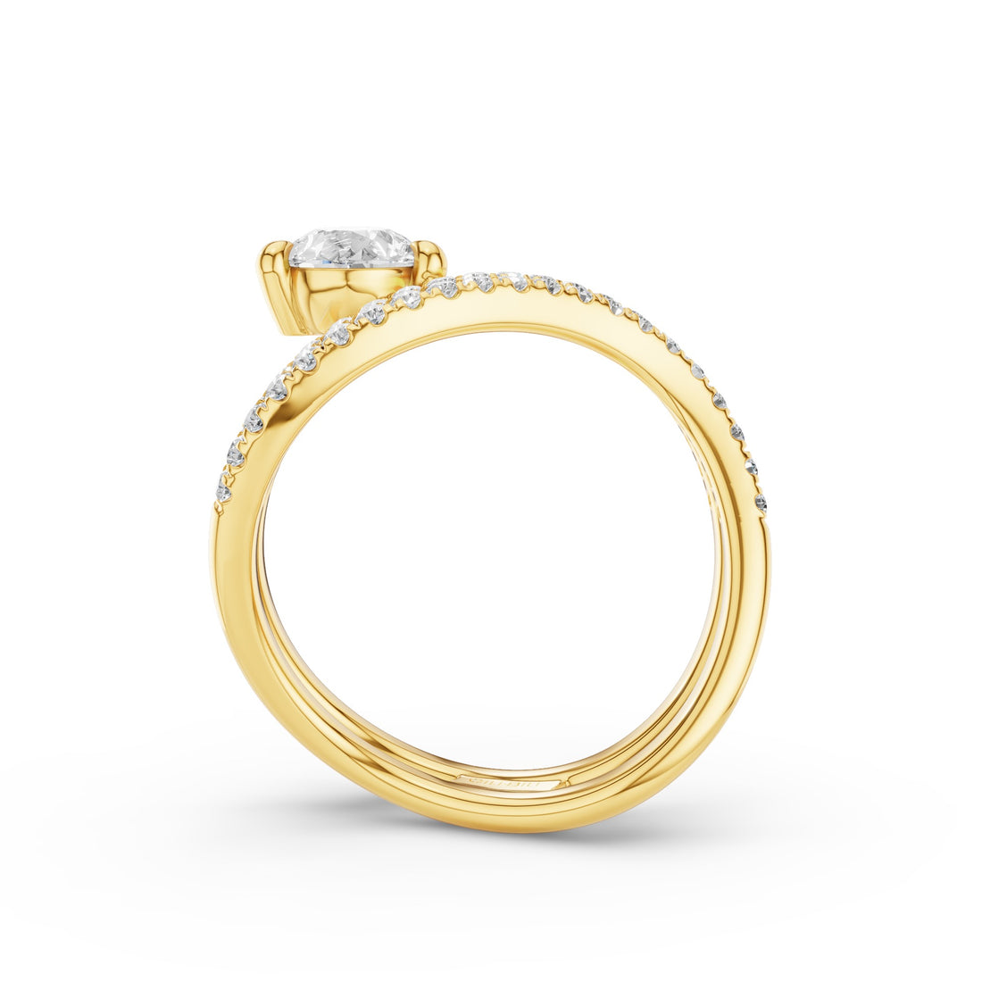 Pear Shape Lab Grown Diamond With Twisted Pave Band Ring