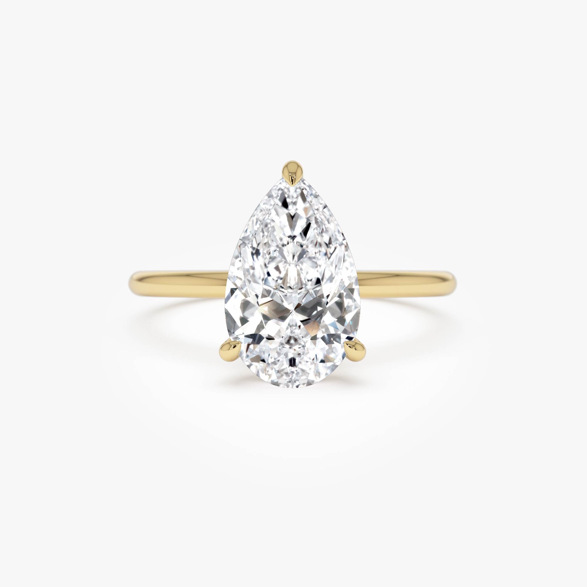 Pear Shaped Lab Grown Diamond Hidden Halo Engagement Ring