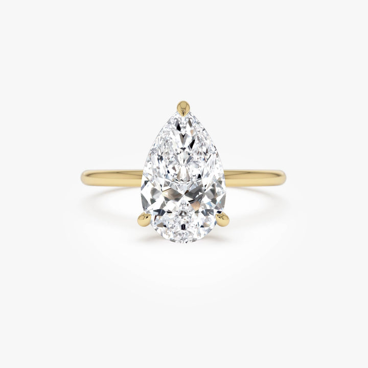 Pear Shaped Lab Grown Diamond Hidden Halo Engagement Ring