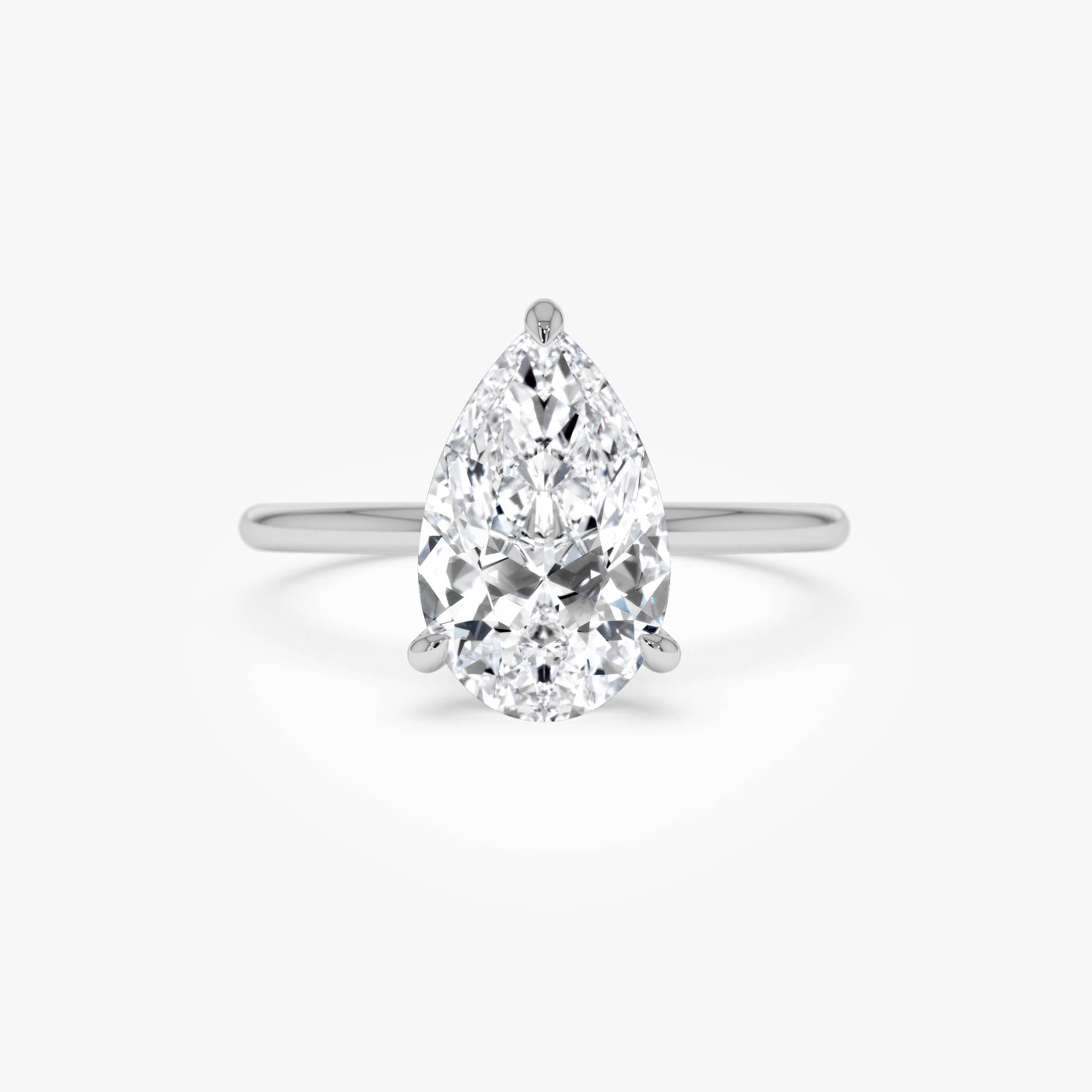 Pear Shaped Lab Grown Diamond Hidden Halo Engagement Ring