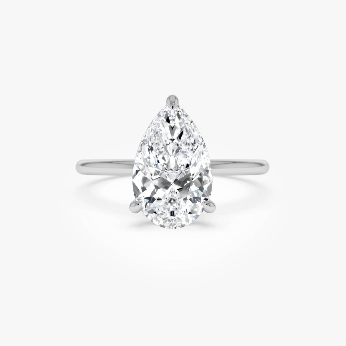 Pear Shaped Lab Grown Diamond Hidden Halo Engagement Ring