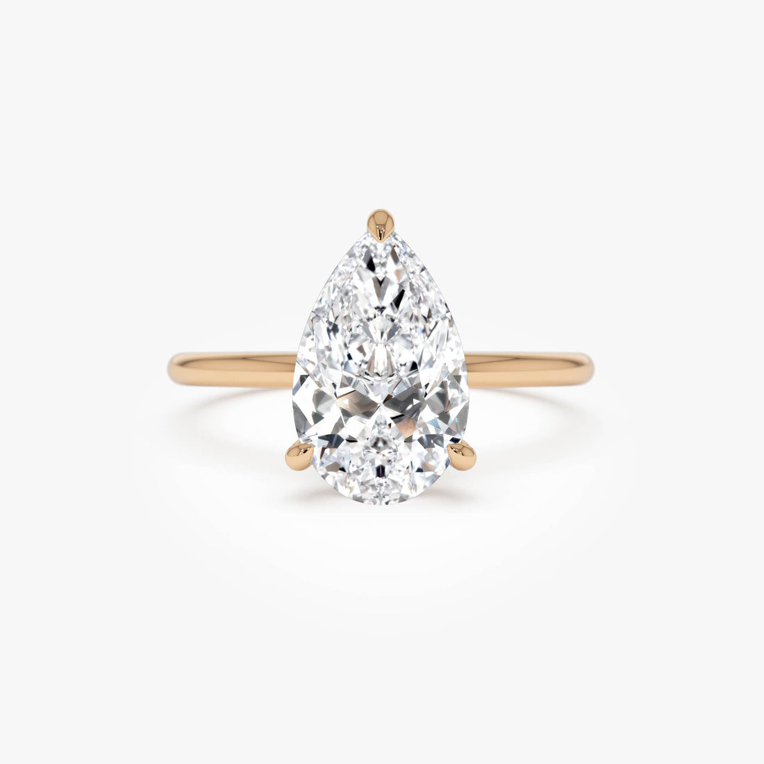 Pear Shaped Lab Grown Diamond Hidden Halo Engagement Ring