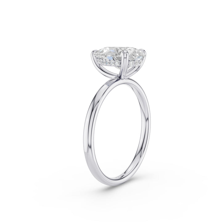 Pear Shaped Lab Grown Diamond Hidden Halo Engagement Ring