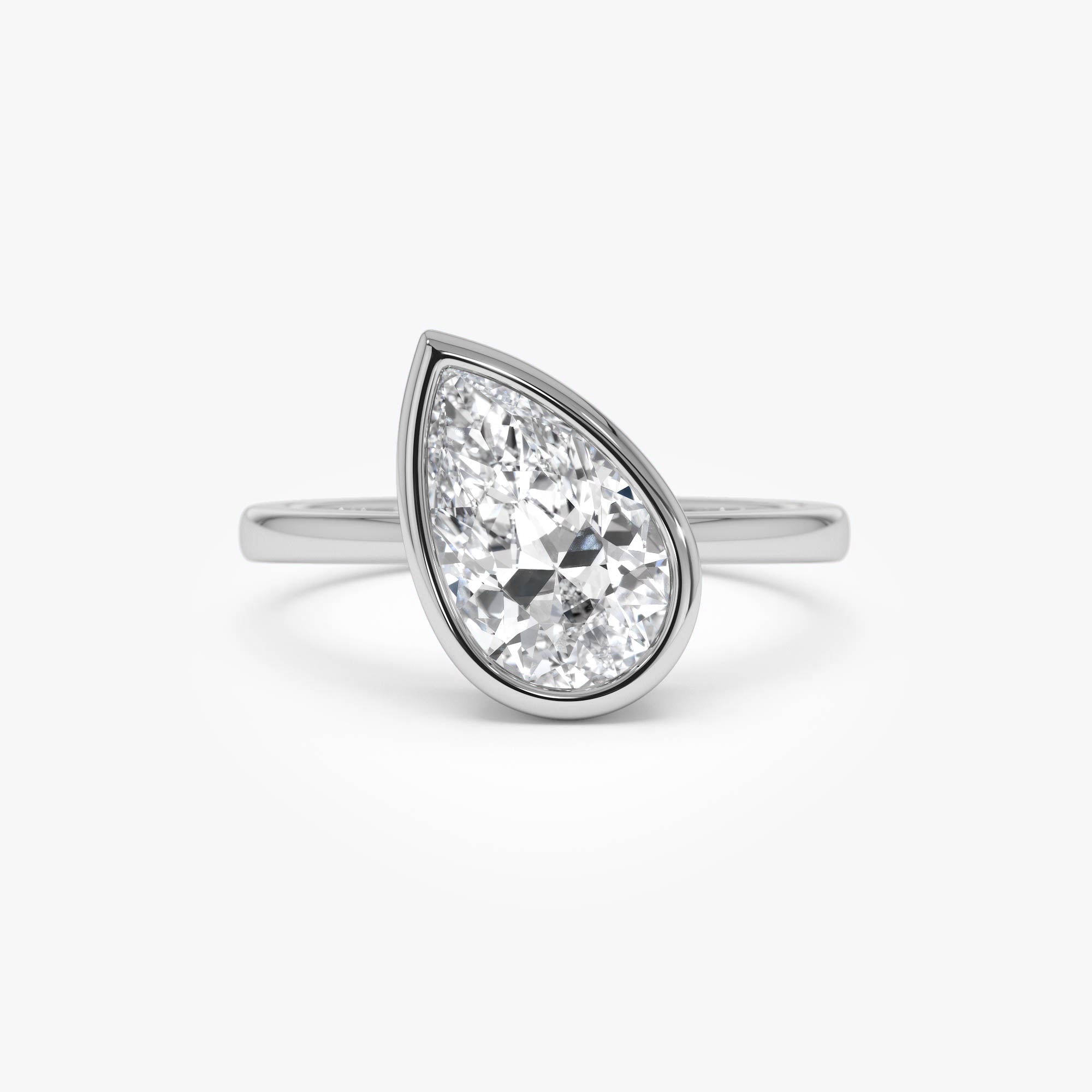 Pear Shaped Lab Grown Diamond Modern Engagement Ring