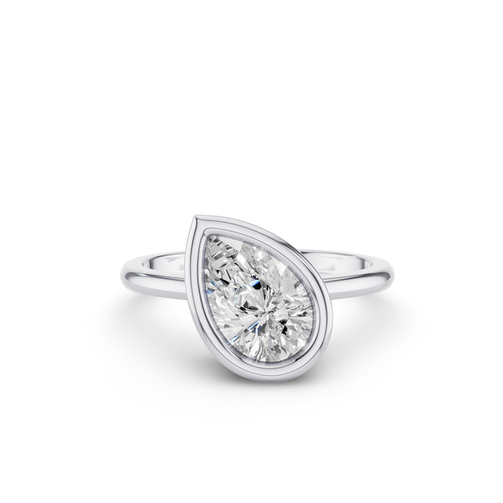 Pear Shaped Lab Grown Diamond Modern Engagement Ring