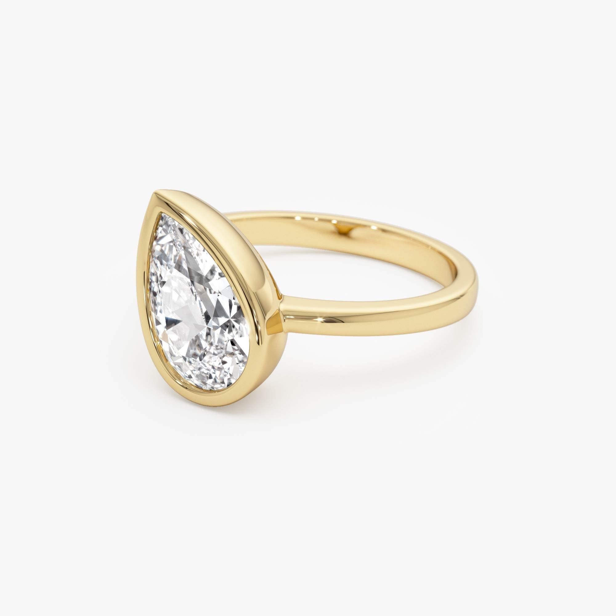 Pear Shaped Lab Grown Diamond Modern Engagement Ring