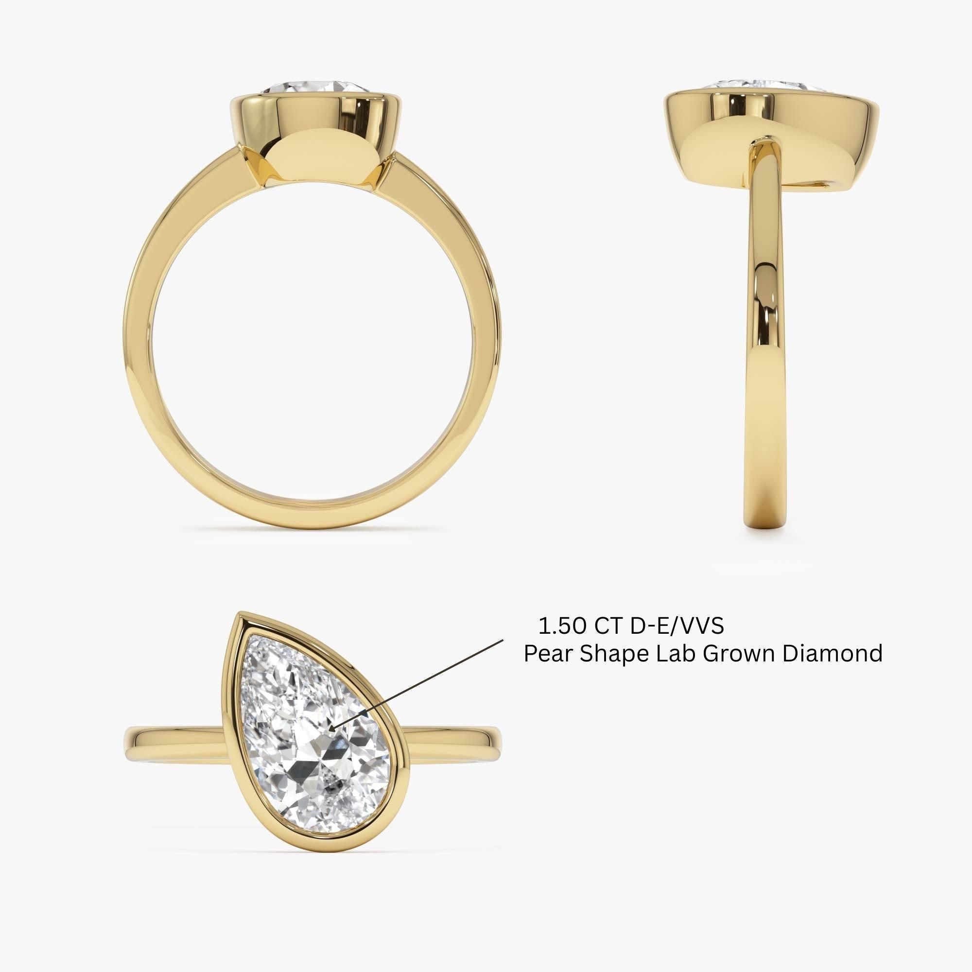 Pear Shaped Lab Grown Diamond Modern Engagement Ring