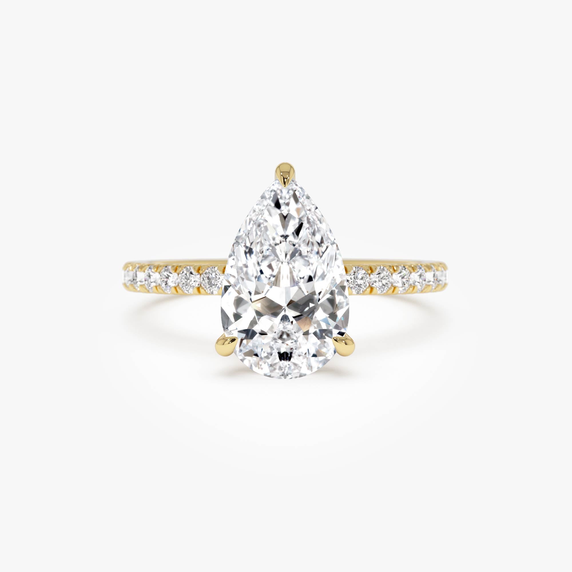 Pear Shaped Lab Grown Diamond Pavé Setting with Hidden Halo