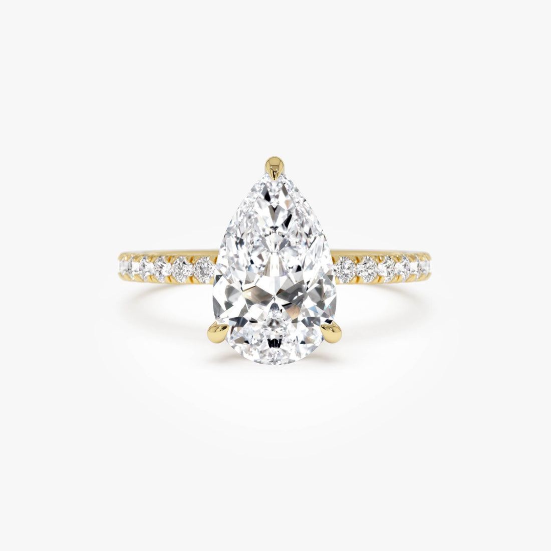 Pear Shaped Lab Grown Diamond Pavé Setting with Hidden Halo