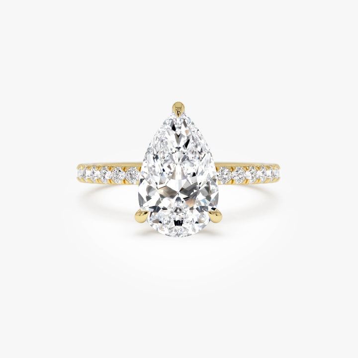Pear Shaped Lab Grown Diamond Pavé Setting with Hidden Halo