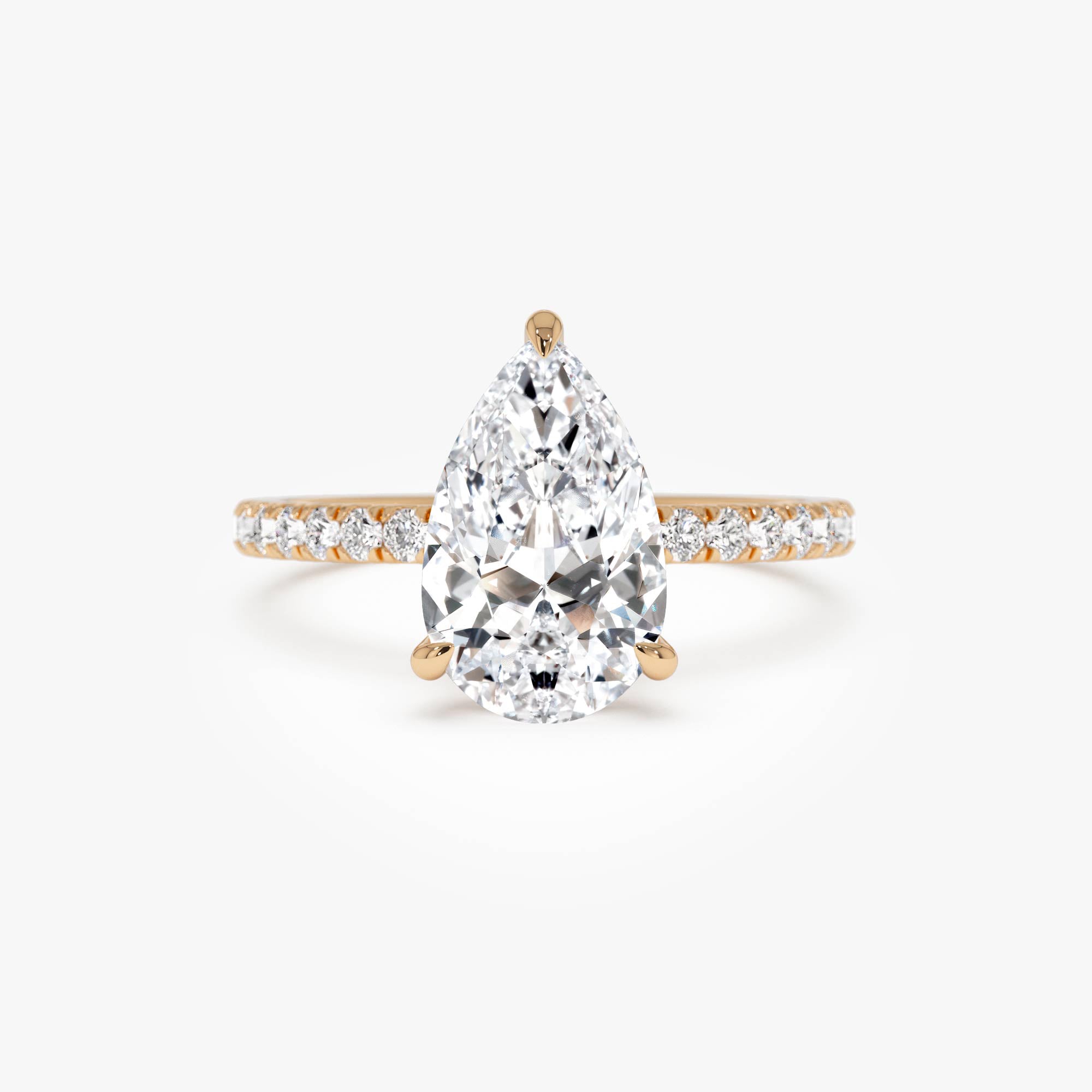 Pear Shaped Lab Grown Diamond Pavé Setting with Hidden Halo