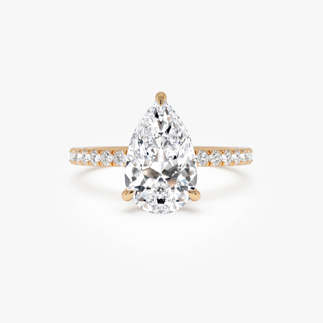 Pear Shaped Lab Grown Diamond Pavé Setting with Hidden Halo