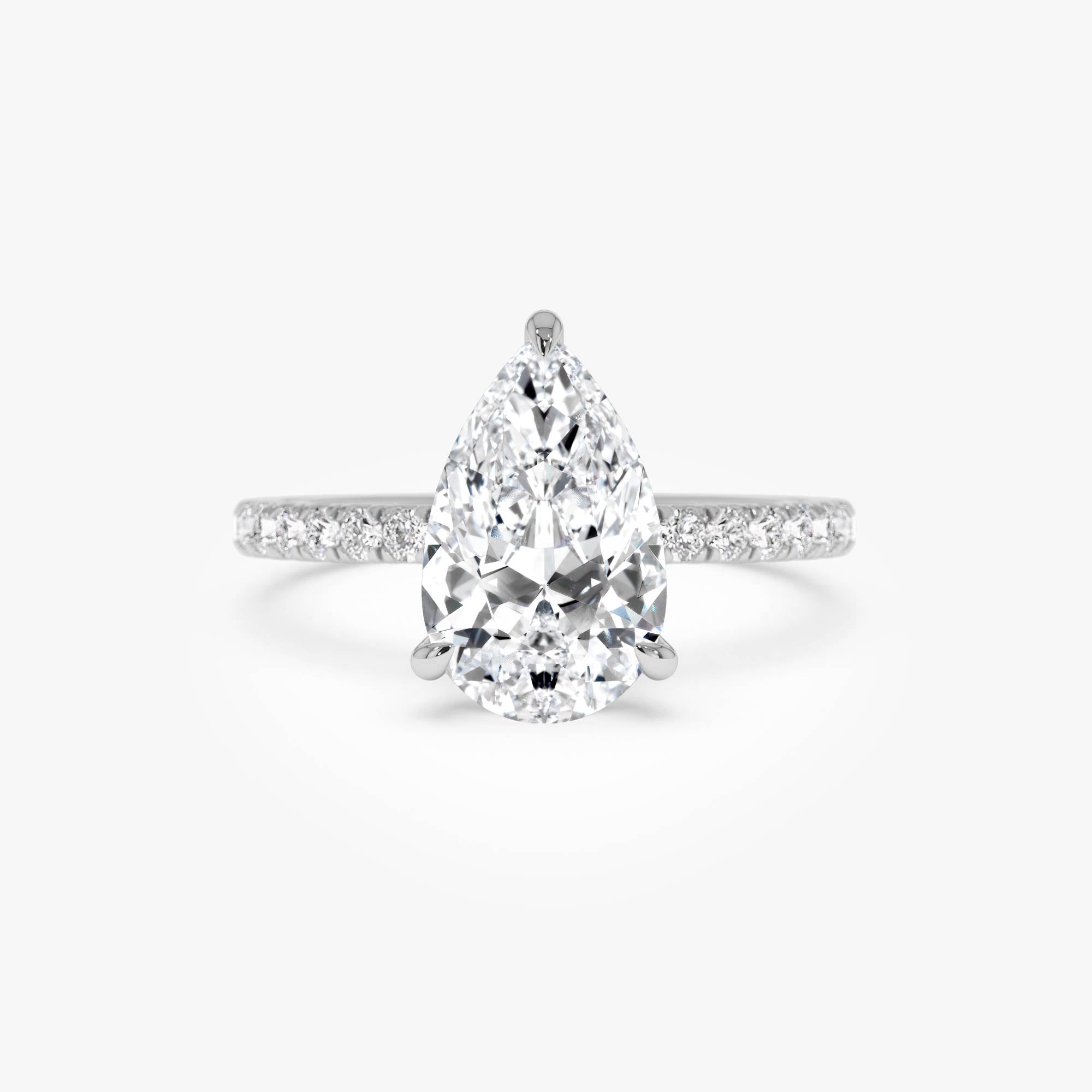 Pear Shaped Lab Grown Diamond Pavé Setting with Hidden Halo