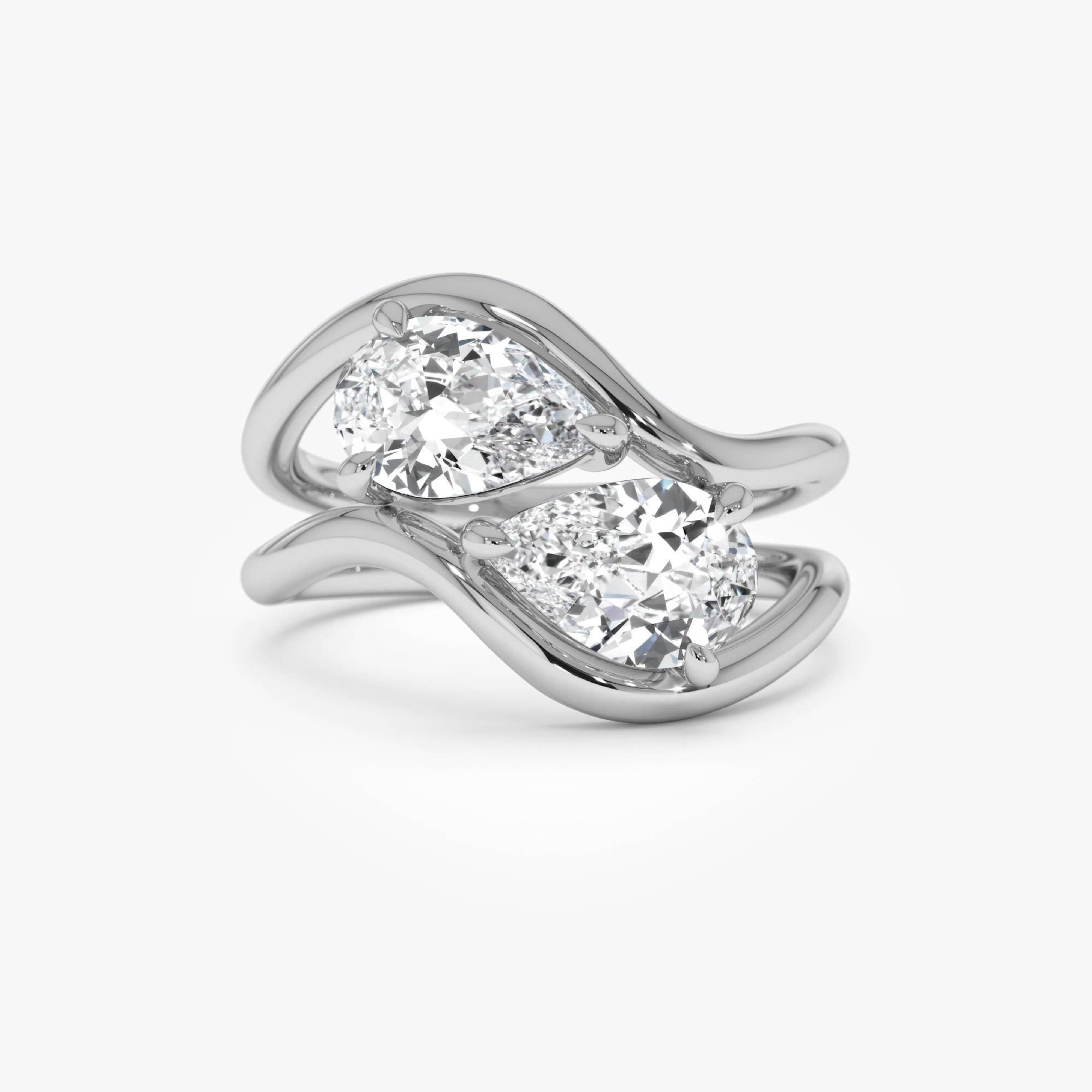 Pear Shaped Lab Grown Diamond Stacked Rings