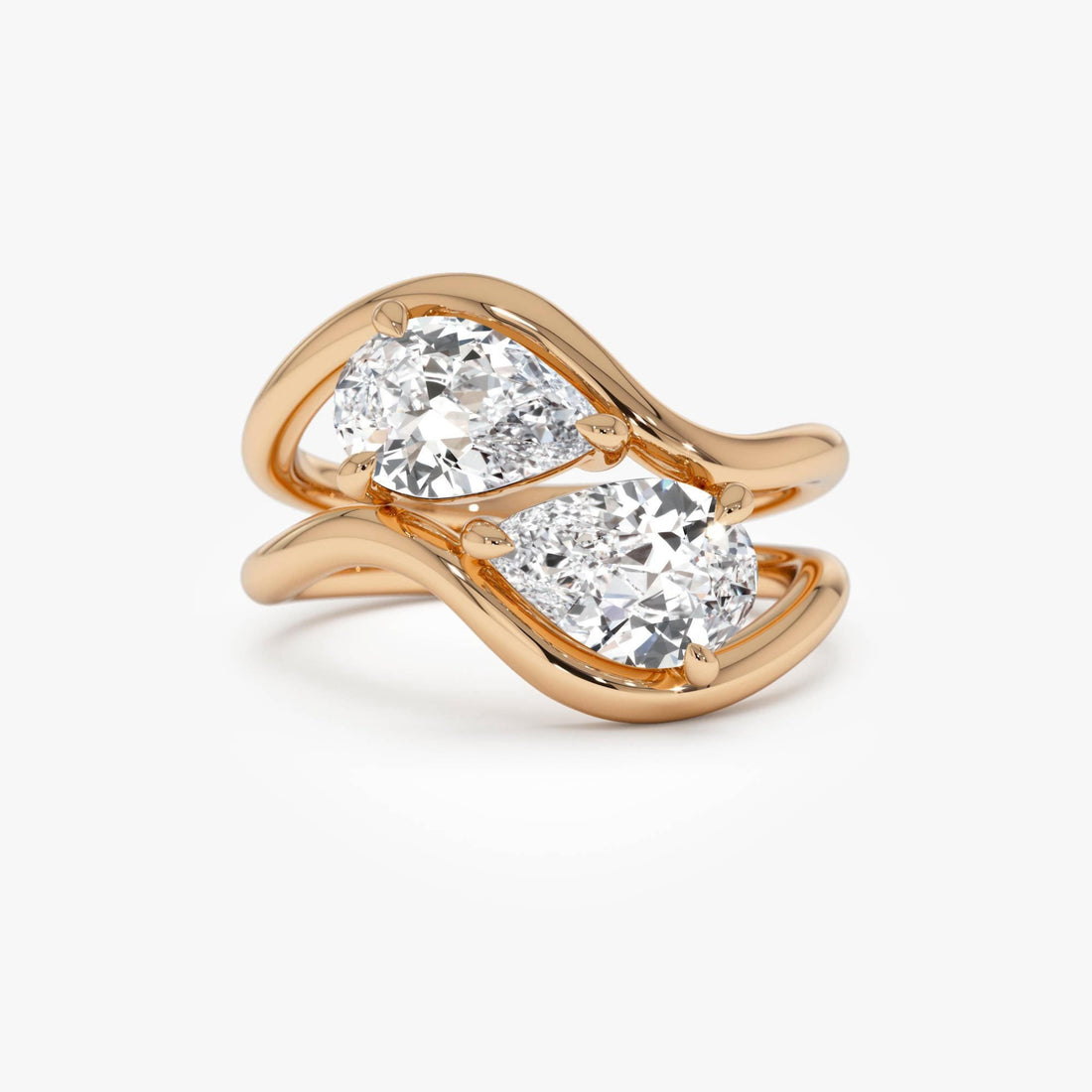 Pear Shaped Lab Grown Diamond Stacked Rings