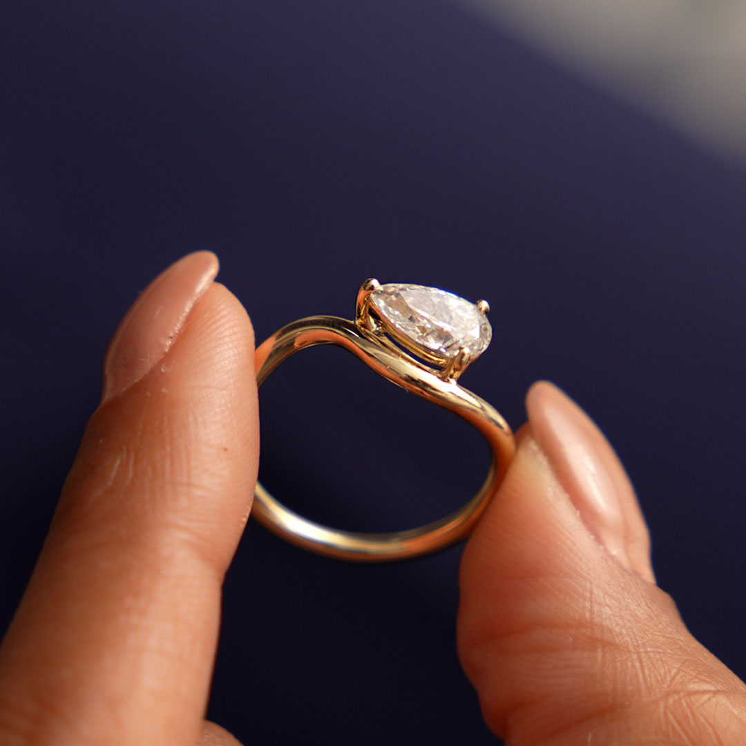 Pear Shaped Lab Grown Diamond Stacked Rings