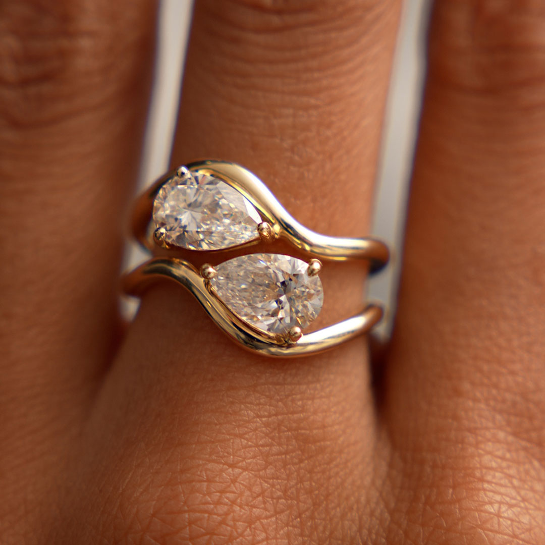 Pear Shaped Lab Grown Diamond Stacked Rings