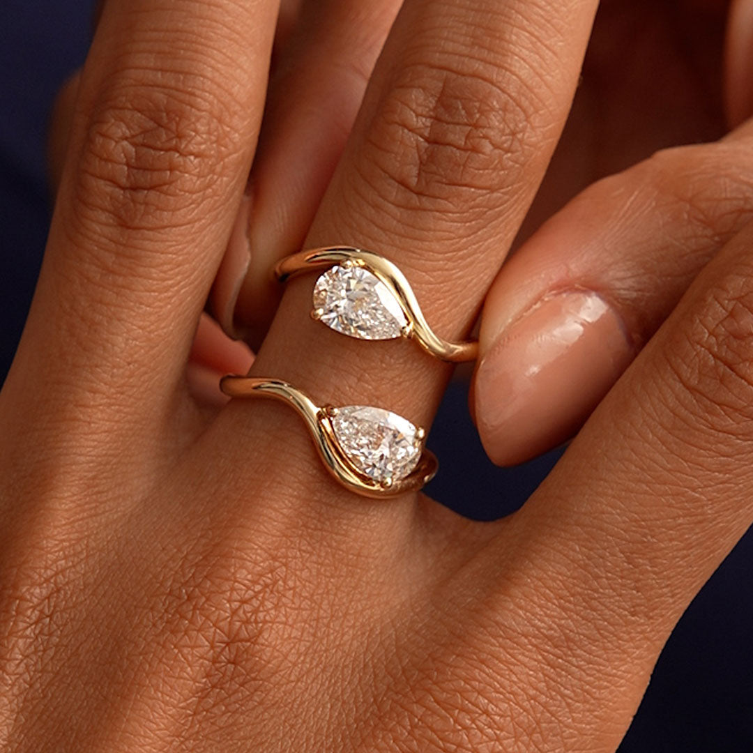 Pear Shaped Lab Grown Diamond Stacked Rings