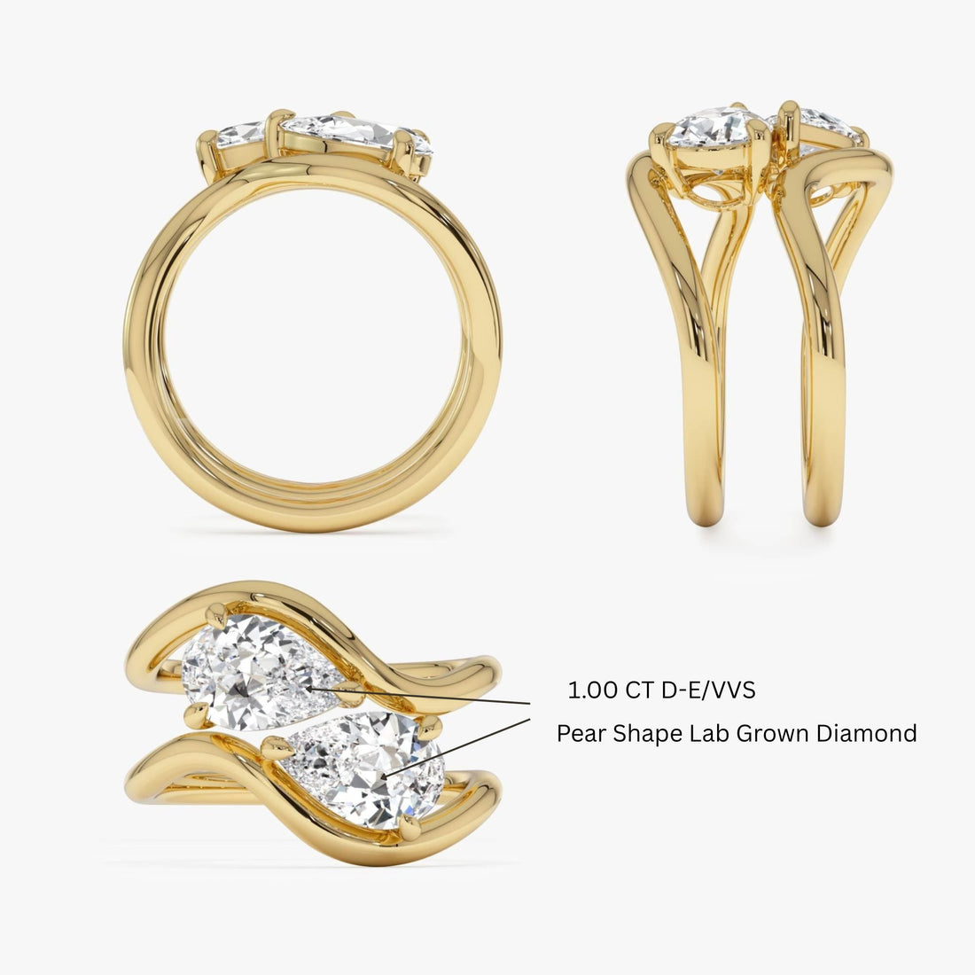 Pear Shaped Lab Grown Diamond Stacked Rings