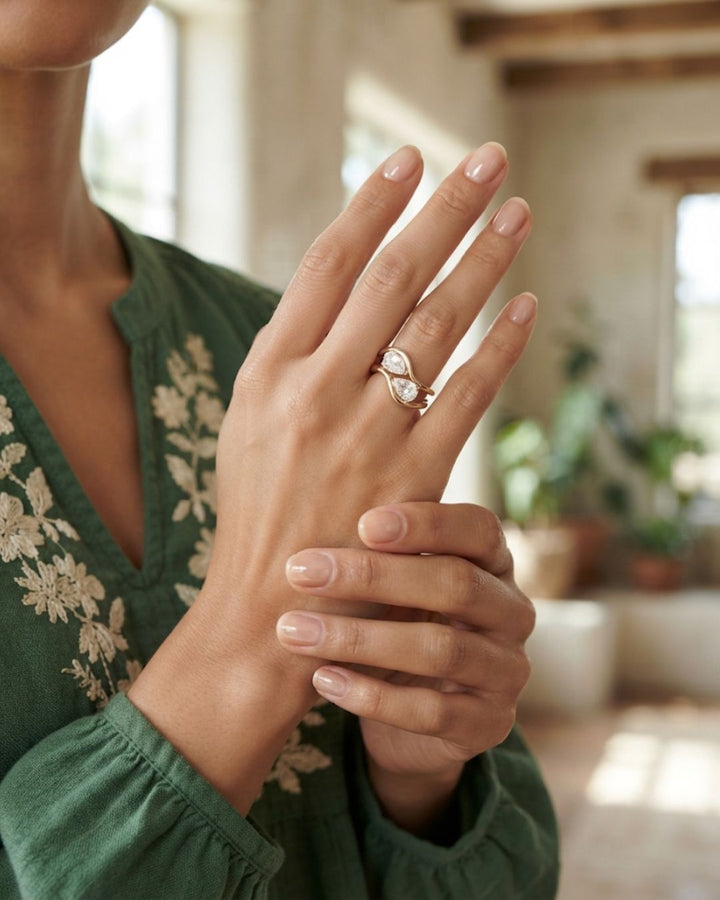 Pear Shaped Lab Grown Diamond Stacked Rings