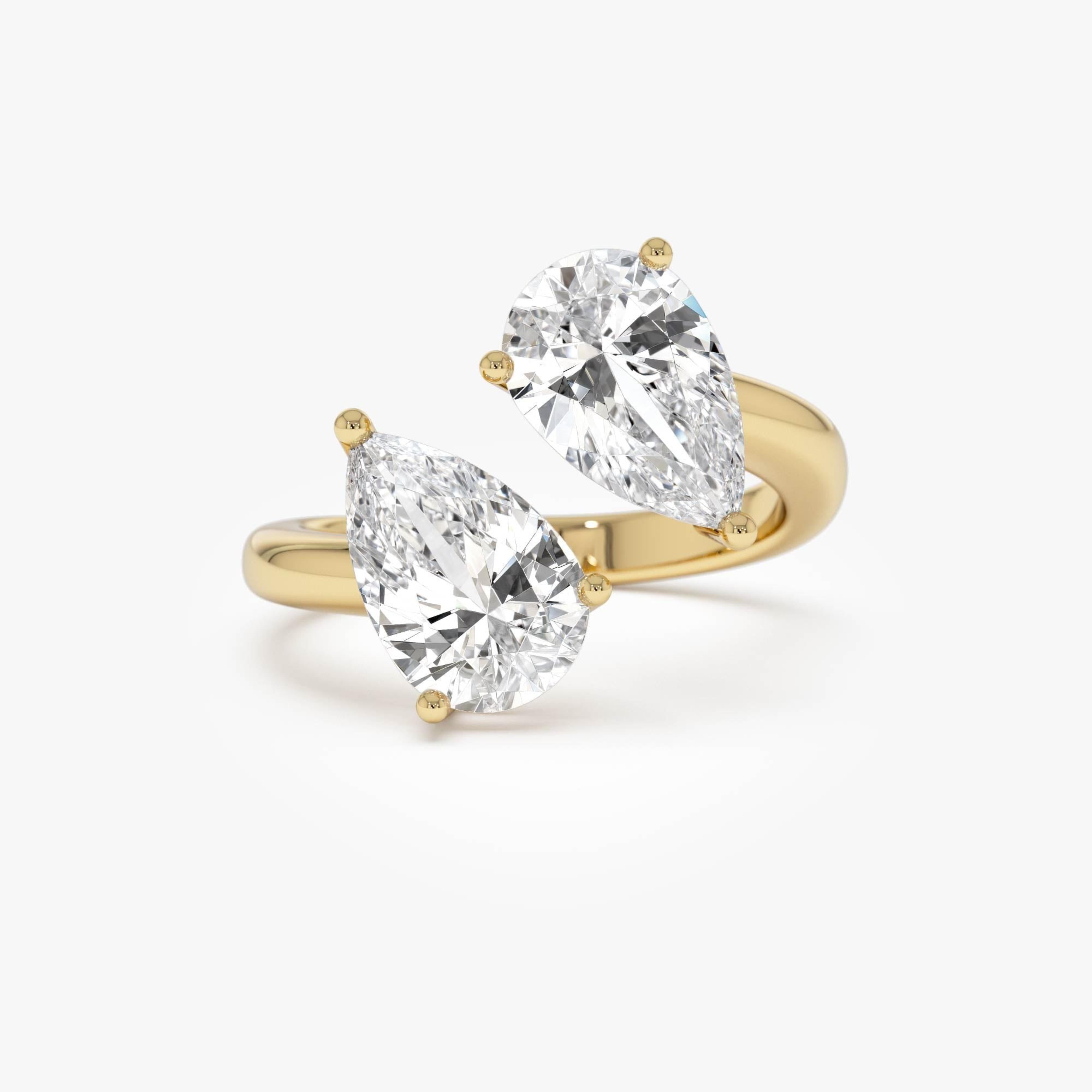 Pear Shaped Lab Grown Diamond Toi et Moi Ring