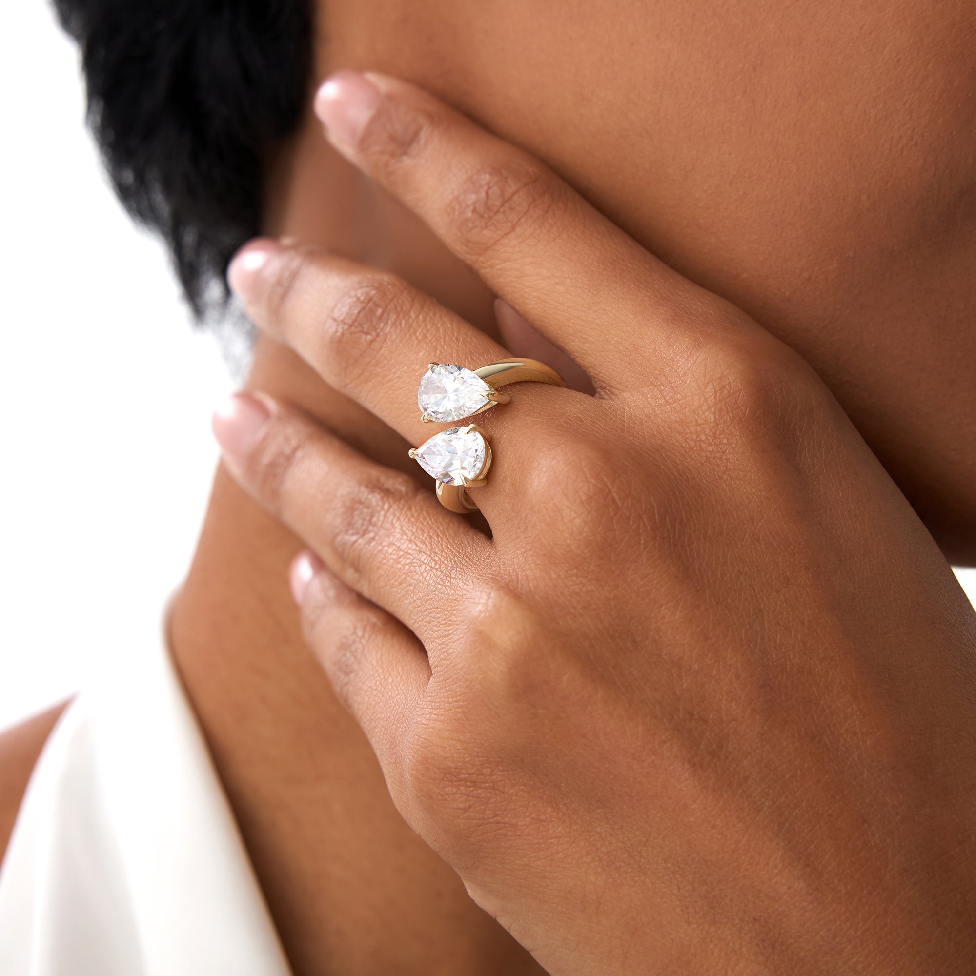 Pear Shaped Lab Grown Diamond Toi et Moi Ring