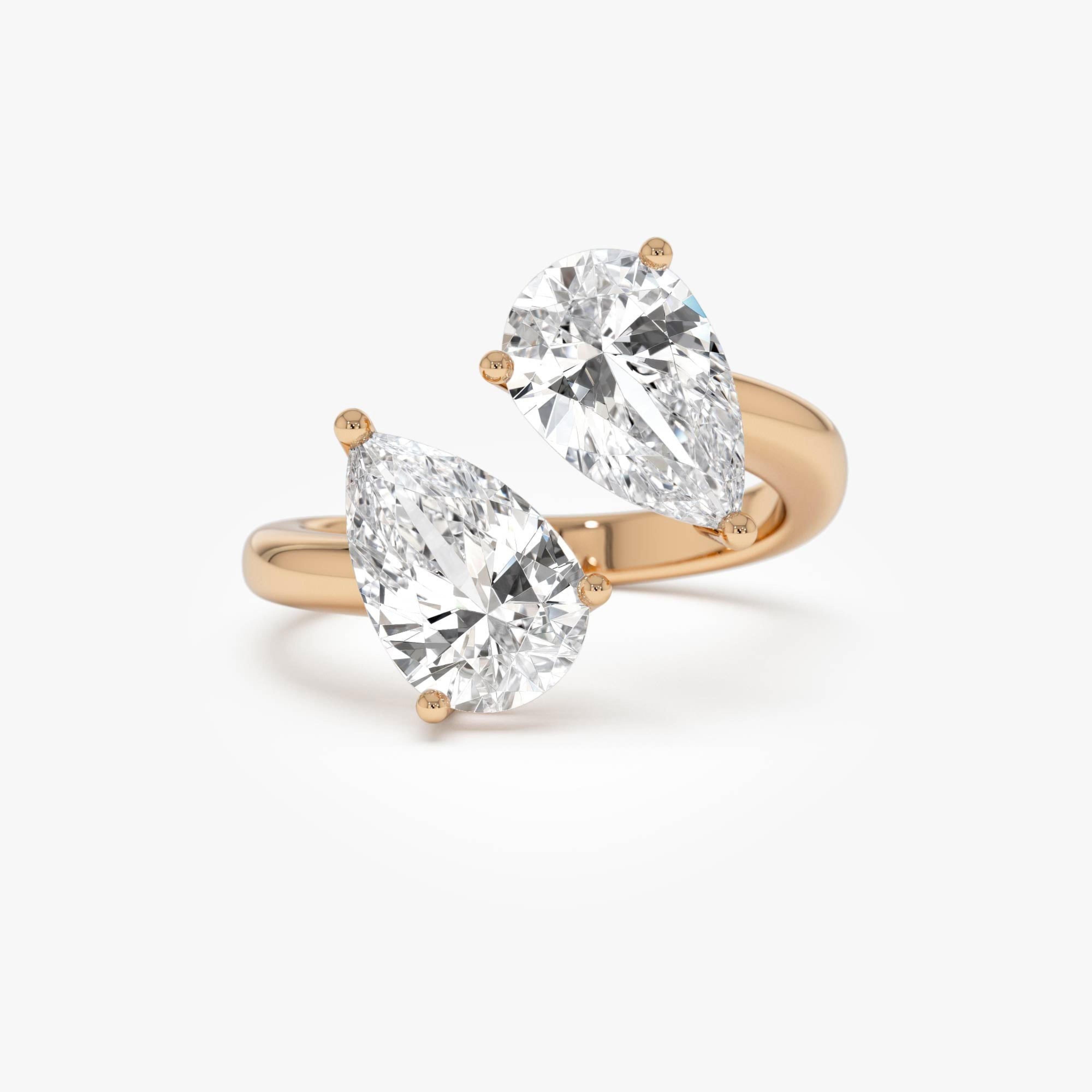 Pear Shaped Lab Grown Diamond Toi et Moi Ring
